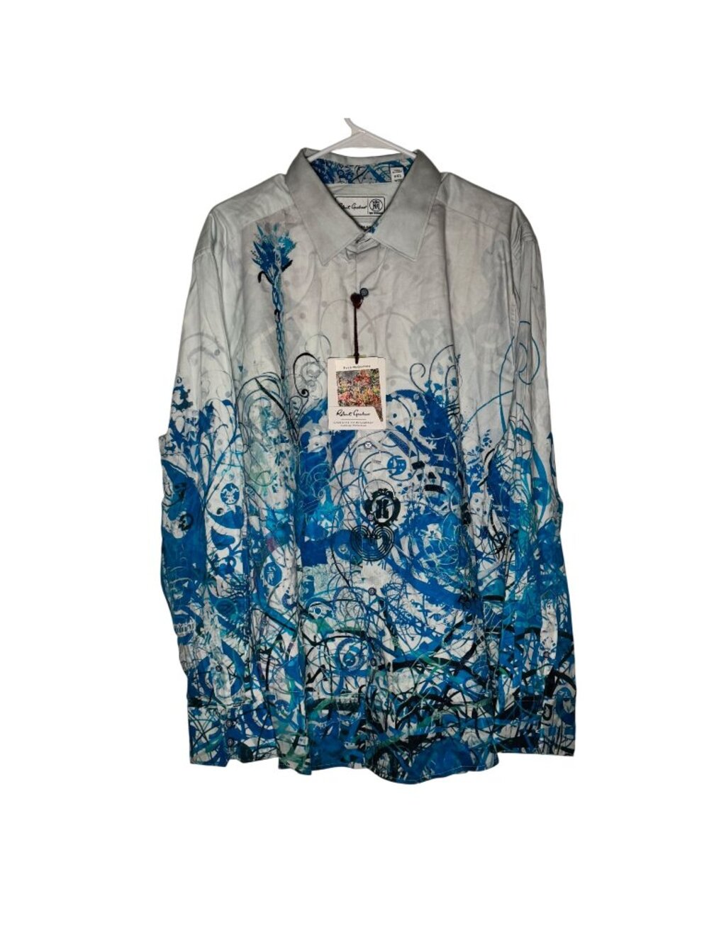 Robert Graham Ryan McGinness Collection Long Sleeve Shirt Mindscape Blue 3XL